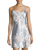 Azalea Floral-Print Chemise, Gray