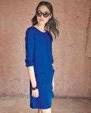 3/4-Sleeve Embellished Shift Dress, Plus Size