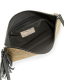 Metallic Leather Tassel Pouch Bag, Brown/Gold
