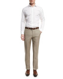 Flat-Front Wool Trousers, Tan