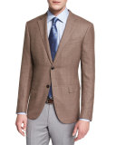 Milano Easy Textured High-Performance Wool Blazer, Khaki