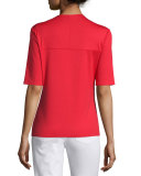 Half-Sleeve V-Neck Top