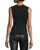Scoop-Neck Knit Tank, Black