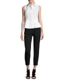 High-Waist Zip-Pocket Ankle Pants, Matrix