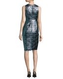 Callie Sleeveless Jacquard Cocktail Dress, Multicolor