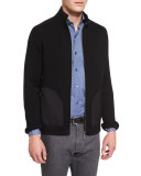 Seed-Stitch Chunky Knit Zip-Up Cardigan, Black