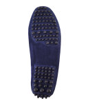 Terry-Trimmed Suede Driver, Navy
