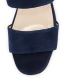 Suede Platform Espadrille Sandal, Oltremare