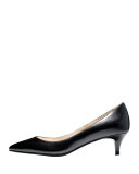 Juliana Low-Heel Leather Pump, Black