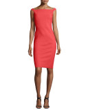 Zhalia Off-the-Shoulder Open-Back Sheath Cocktail Dress, Aragosta