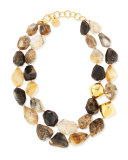22K Gold & Natural Agate Necklace, Neutral