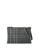 Monili-Plaid-Detail Crossbody Bag, Graphite