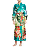 Birds of Paradise Long Satin Robe, Freshwater