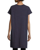 The Slouchy Scoop-Neck T-Shirt Dress, Navy Sonic Stripe