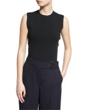 Travis Sleeveless Crisscross-Back Stretch Top, Black