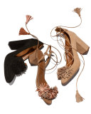 Wild Suede Fringe Loafer Pump, Black