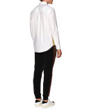 Honor Oxford Shirt w/Metallic Stripe, White Gold
