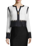 Aliso Colorblock Cropped Jacket, Frost/Caviar