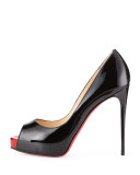 New Very Prive Patent Red Sole Pump, Black/Red