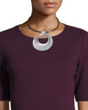 Signature Circular Pendant Collar Necklace, Frost