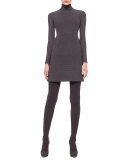 Sleeveless Jewel-Neck Cross-Stitch Dress, Granite