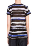 Short-Sleeve Cactus-Striped T-Shirt, Blue/Cobalt Stripe