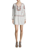 Cantoral Floral-Embroidered Dress, Candle White