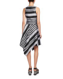 Mixed-Stripe Handkerchief-Hem Dress, Multi