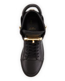 Women's Padlock & Key Pebbled Leather Sneaker, Black