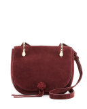 Zoe Suede Saddle Bag, Bordeaux