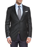 Check Two-Button Wool Sport Jacket, Green Multi
