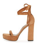 Craft Suede Lace-Up Platform Sandal, Toffee