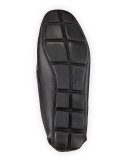 Pebbled Leather Logo Driver, Black