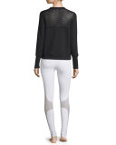Coast Mesh-Panel Sport Leggings, White