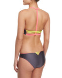 Popoyo Reversible High-Neck Swim Top, Hot Pink
