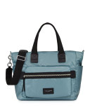 Biker Leather-Trim Nylon Babybag, Blue