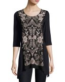 Nova Embroidered-Panel Cotton Tunic 