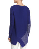 Striped Link-Knit Asymmetric Sweater, Indigo/Multi