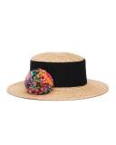 Brigitte Straw Boater Hat, Neutral
