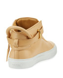 Men's 100mm Leather Mid-Top Sneaker, Natural
