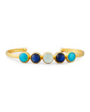 Amulet Hue Mixed Cabochon Cuff Bracelet, Blue