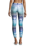 Blue Hues Fair Isle Performance Leggings, Blue