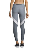 Edge Colorblock Ankle Running Tights/Sport Leggings, Gray/Petal