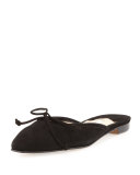 Suede Bow Ballerina Mule, Black