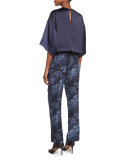 Annie Boxy Stretch Satin Top, Royal