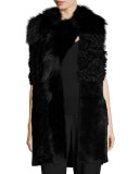 Cyrene Shearling & Fox Fur Vest, Black