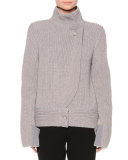 Extended-Sleeve Turtleneck Sweater, Gray