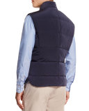 Quilted Snap-Button Vest, Navy