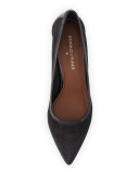Torin Perforated Pointed-Toe Pump, Black