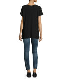 The Crew Neck Tee w/Rhinestones, Black Destroy